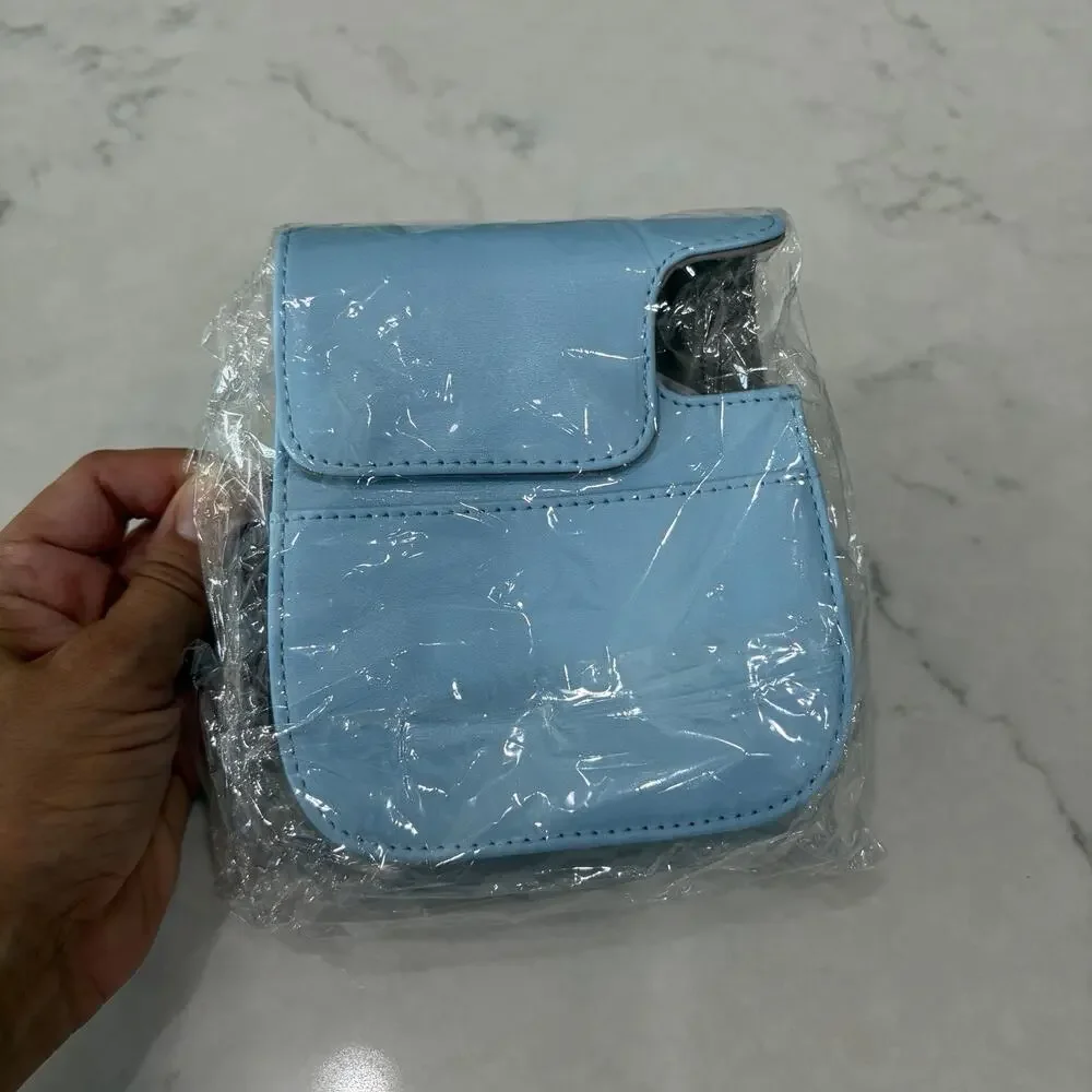Instax Mini Camera Case with shoulder strap Baby Blue x Fujifilm model, New